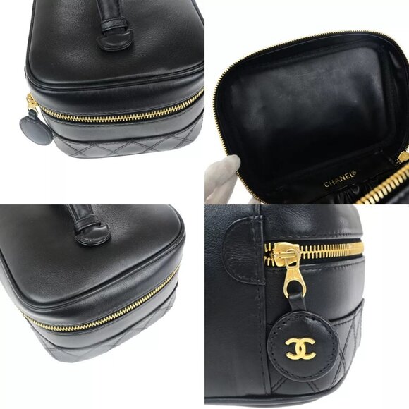 CHANEL CC Logo Bicolore Vanity Hand Bag Leather Black GHW Italy authentic - Picture 8 of 15